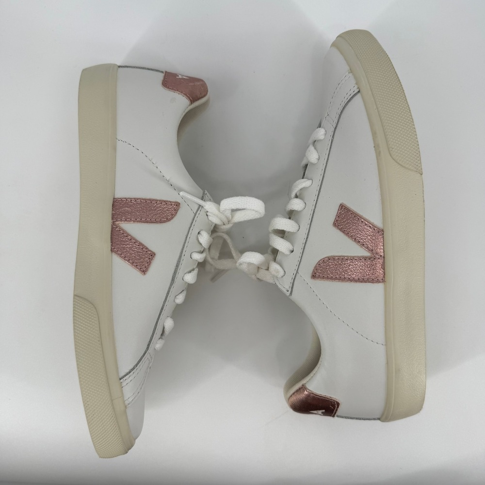 Veja Esplar Sneakers Womens White Metallic Pink Leather Low Top Good Condition - Picture 7 of 8